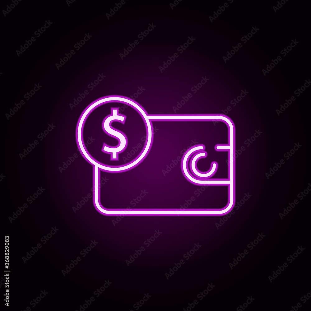 pay, money, wallet neon icon. Elements of stratup set. Simple icon for websites, web design, mobile app, info graphics pay, money, wallet neon icon. Elements of stratup set. Simple icon for websites, web design, mobile app, info graphics