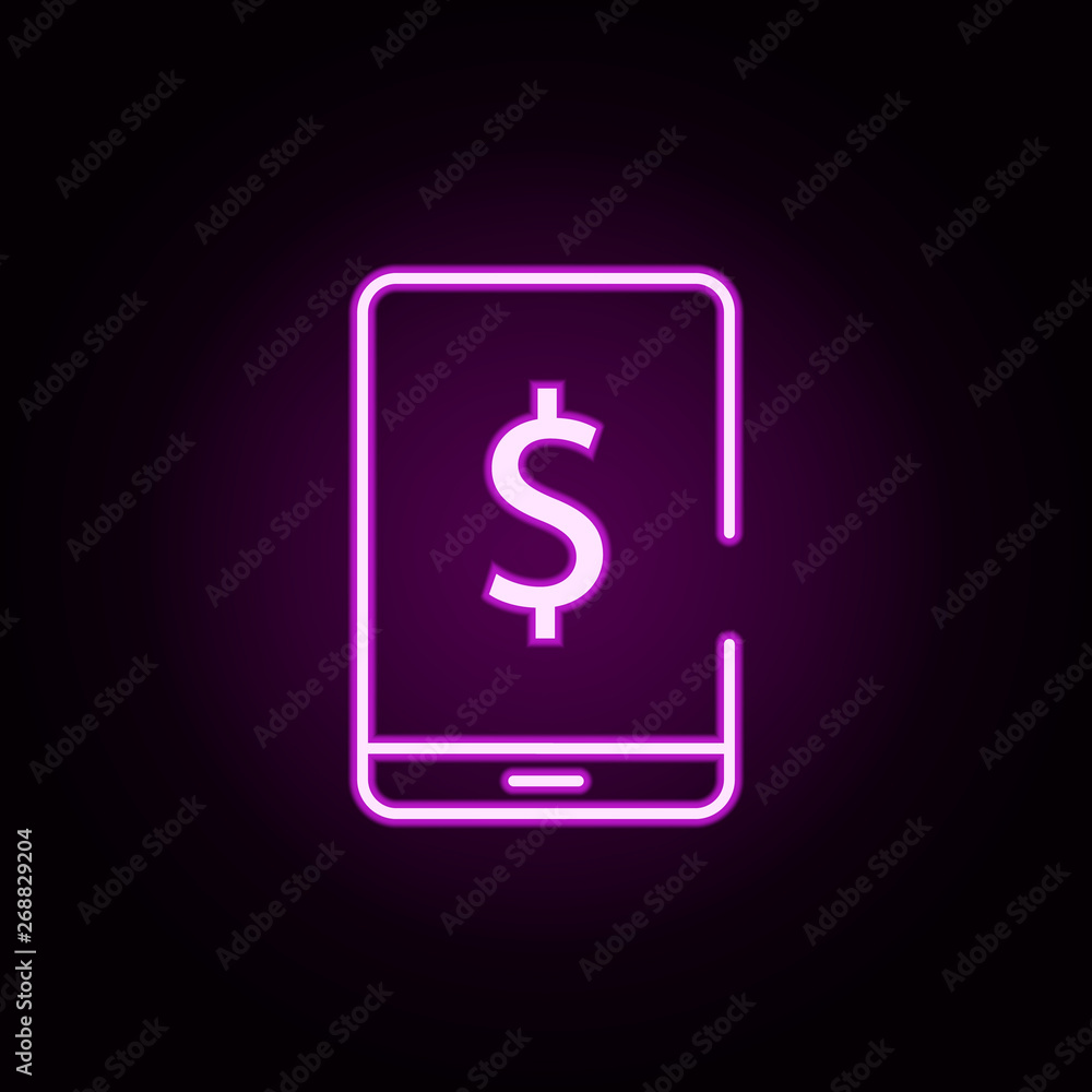 smartphone, dollar neon icon. Elements of stratup set. Simple icon for websites, web design, mobile app, info graphics smartphone, dollar neon icon. Elements of stratup set. Simple icon for websites, web design, mobile app, info graphics