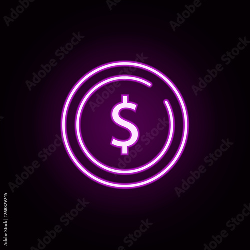 usd, dollar neon icon. Elements of stratup set. Simple icon for websites, web design, mobile app, info graphics