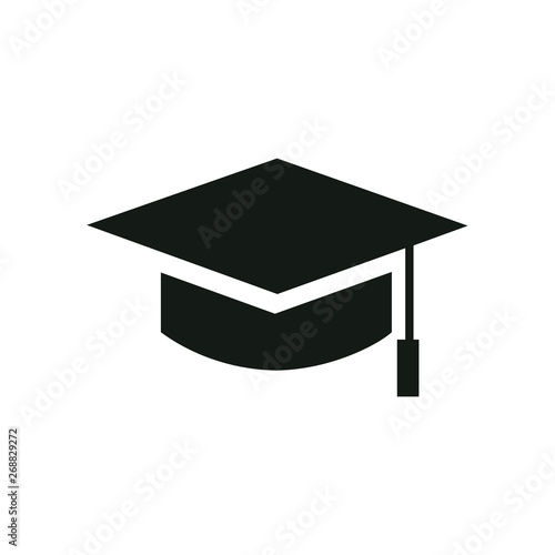 Academic cap or mortarboard icon. Graduate cap with tassel. Vector Illustration