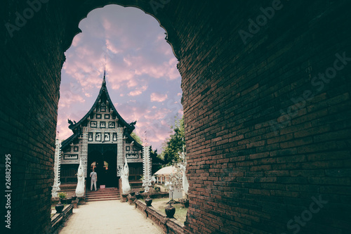 Old temple chiangmai thailand, watt lok mo lee. photo