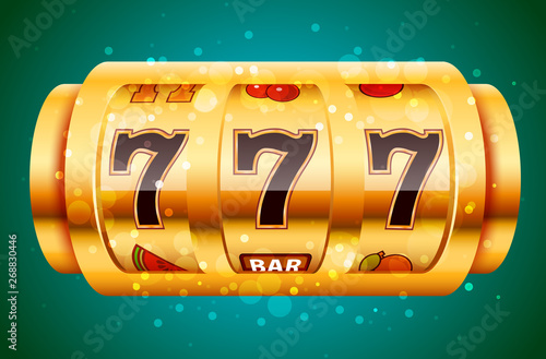 Golden slot machine wins the jackpot. Big win concept. Casino jackpot.