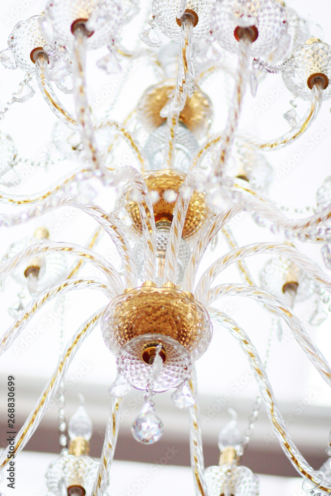 Luxury Crystal chandelier hanging and decoration lighting on ceiling in Hotel