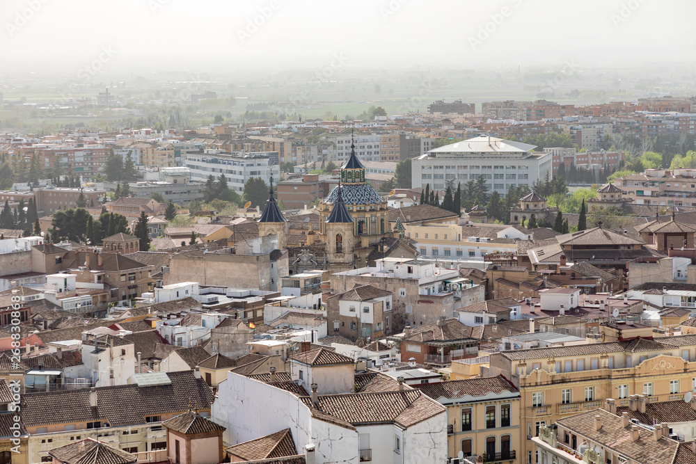 Aerial views of the city of Granada, Spain