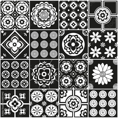 Seamless pattern of tiles. Decorative design elements