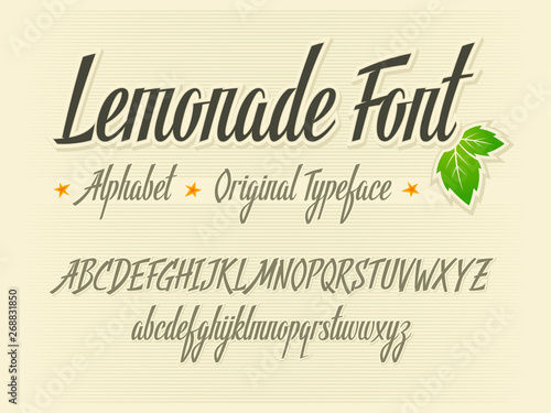 Lemonade font handwritten lettering vector aphabet