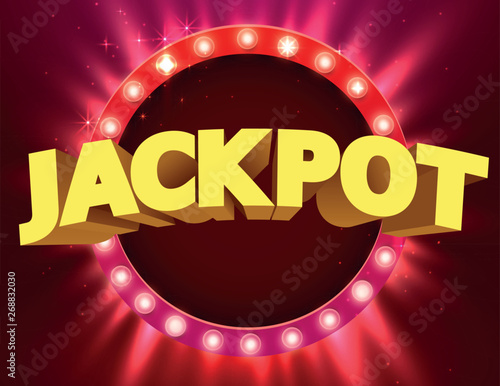 Signboard with lamps border for lottery, casino, poker, roulette.
