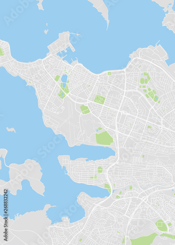 City map Reykjavik, color detailed plan, vector illustration