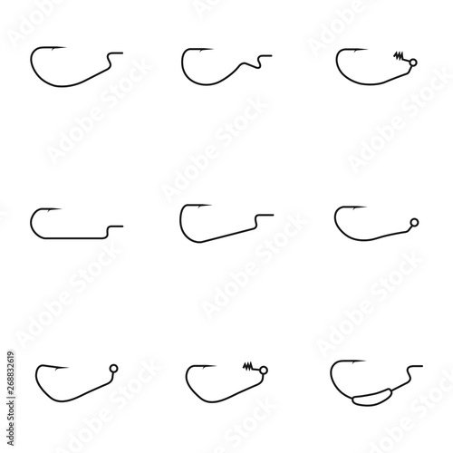 Set of different offset hooks, vector illustration.