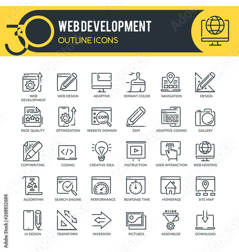 Web design and development outline icons