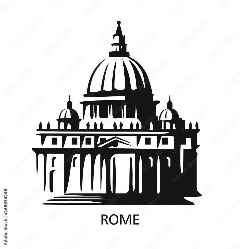 Rome icon. Saint Peters Basilica at Vatican