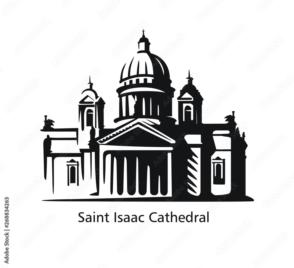 Saint Petersburg Isaacs Cathedral art illustration - obrazy, fototapety, plakaty 