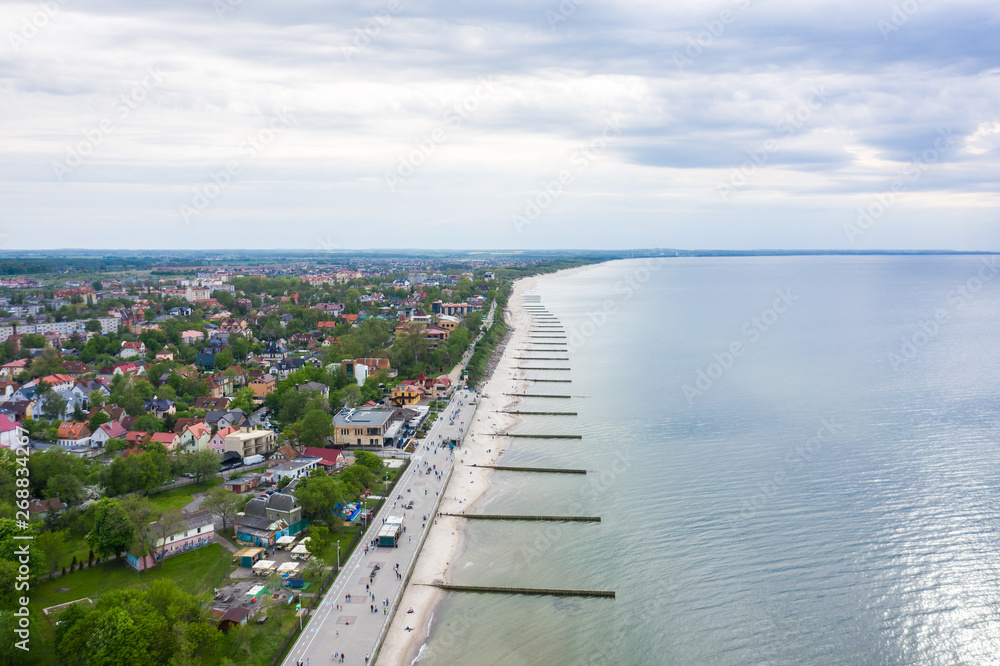 Aerial view of the promenade in Zelenogradsk, Russia Aerial view of the promenade in Zelenogradsk, Russia