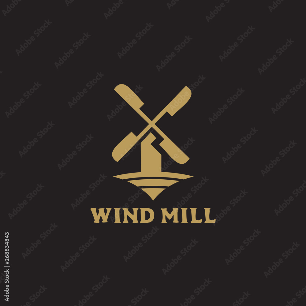 Windmill and farm logo design vector template Windmill and farm logo design vector template