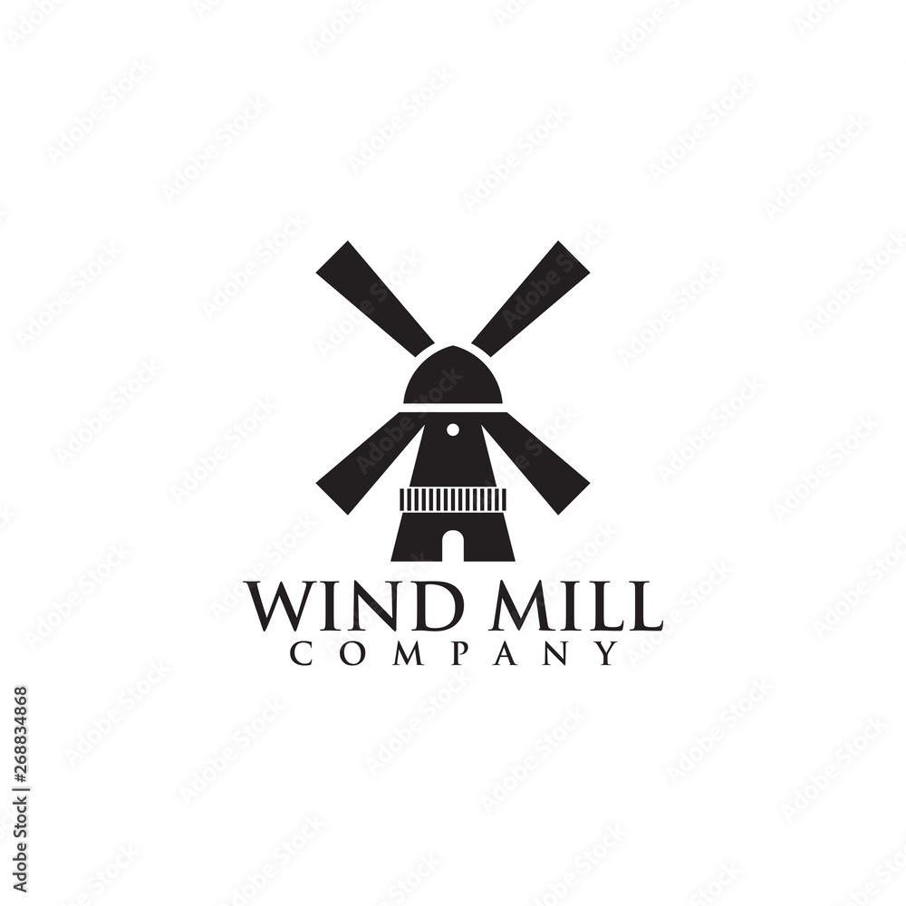 Windmill and farm logo design vector template Windmill and farm logo design vector template