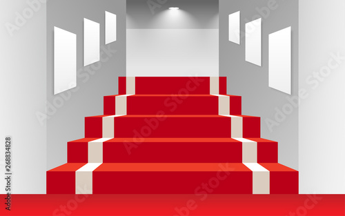 Red carpet on staircase at the cinema