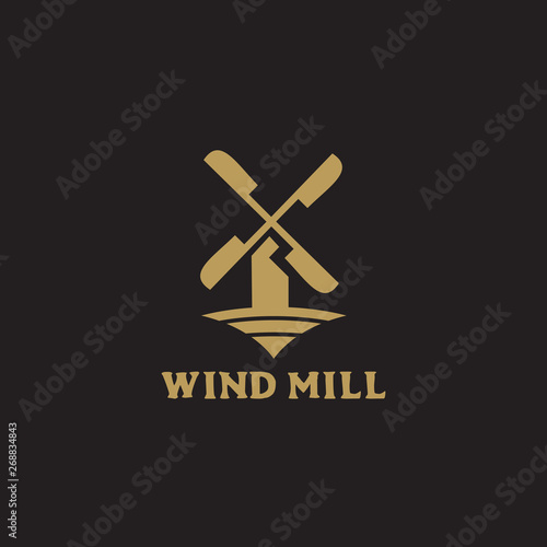 Windmill and farm logo design vector template