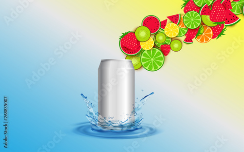 mixed fruits in the can on water