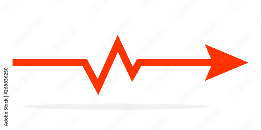 Red Arrow with Heartbeat icon. Vector illustration. Red Arrow with Heartbeat icon. Vector illustration.