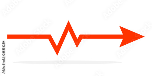 Red Arrow with Heartbeat icon. Vector illustration.