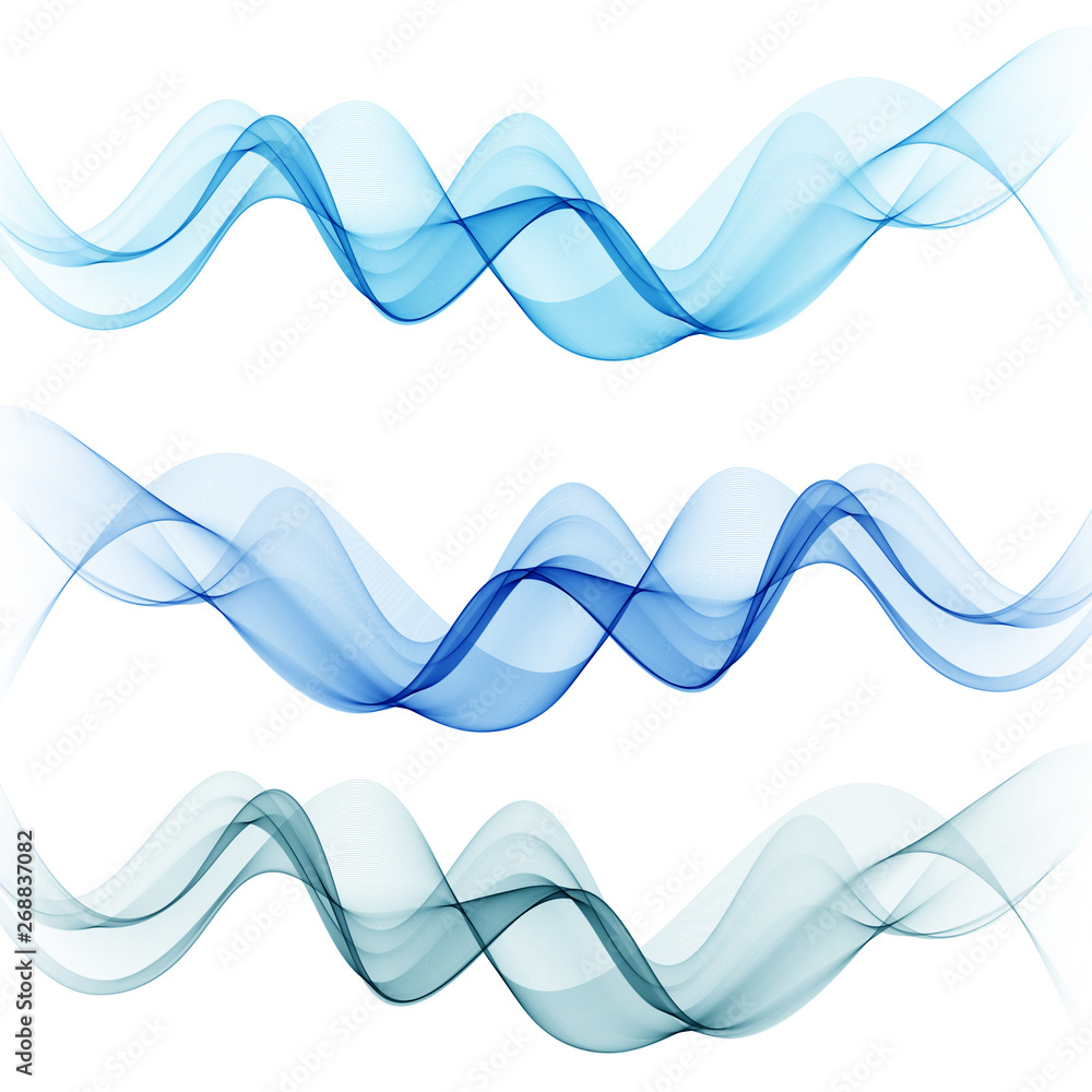 Set of abstract blue waves. Vector illustration EPS 10