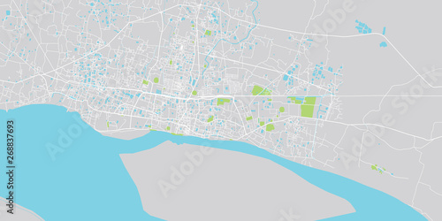Urban vector city map of Rajshahi, Bangladesh photo