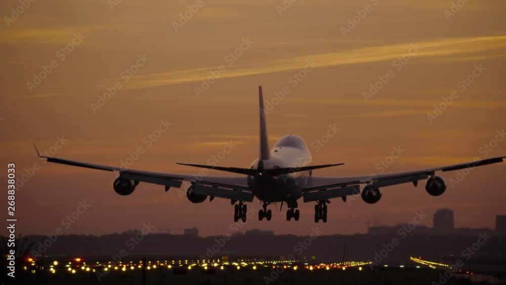 Jumbojet landing at dawn Jumbojet landing at dawn