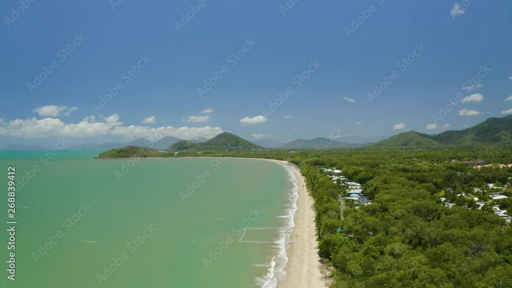 Aerial, beautiful view on australian coast and Clifton Beach in Cairns, Queensland Aerial, beautiful view on australian coast and Clifton Beach in Cairns, Queensland