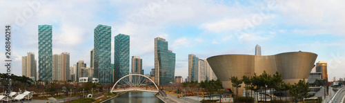 Panorama view of Central park in Songdo International Business District, Incheon South Korea.