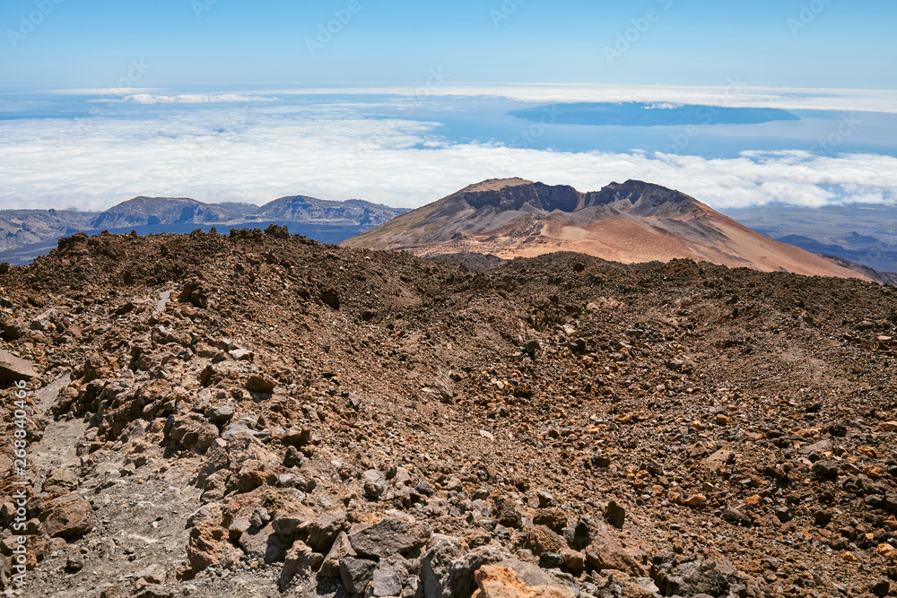 View from Mount Teide on Pico Vieje, Teide National Park, Tenerife, Spain.