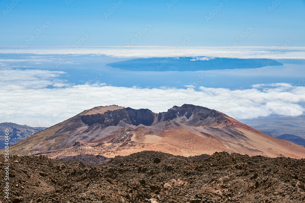 View from Mount Teide on Pico Vieje, Teide National Park, Tenerife, Spain.