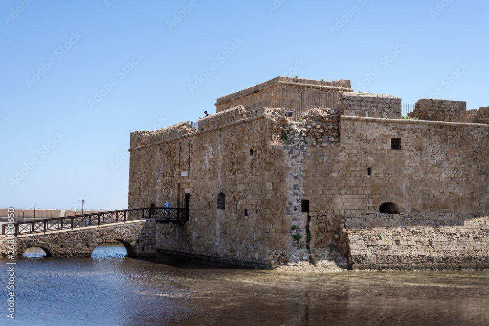 ancient fortress in the harbor in Paphos, Cyprus