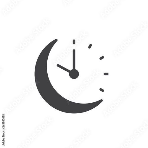 Sleeping time vector icon. filled flat sign for mobile concept and web design. Moon clock glyph icon. Symbol, logo illustration. Pixel perfect vector graphics
