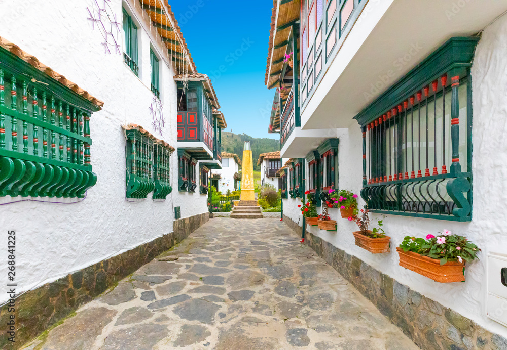 Duitama ancient Colombian houses in the historic center