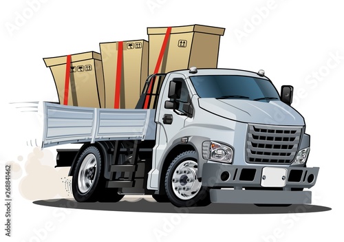 Cartoon delivery or cargo truck isolated on white background
