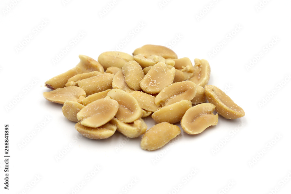 Image of Salted peanuts ready to eat on a white background Image of Salted peanuts ready to eat on a white background