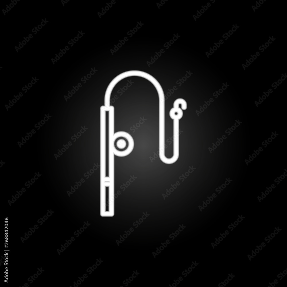 Fishing rod neon icon. Elements of summer set. Simple icon for websites, web design, mobile app, info graphics Fishing rod neon icon. Elements of summer set. Simple icon for websites, web design, mobile app, info graphics