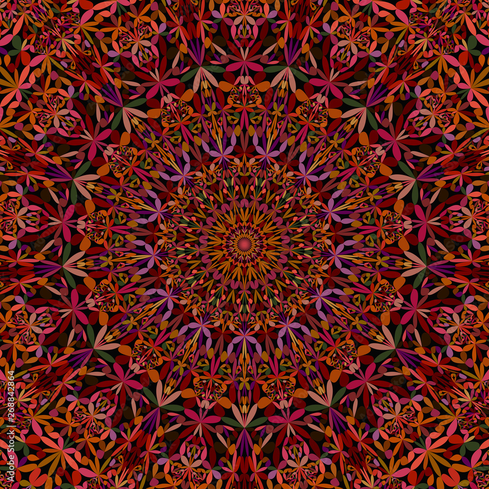 Colorful abstract flower kaleidoscope mandala pattern wallpaper - oriental vector graphic
