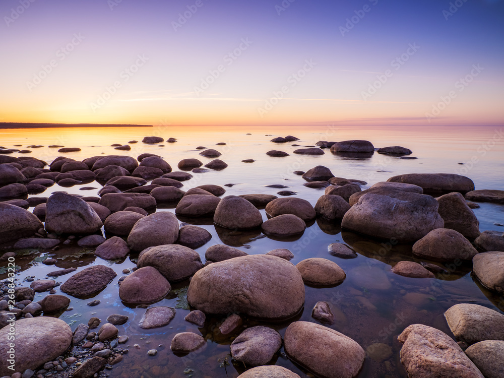 Sunset over the Lake Ladoga in the summer Sunset over the Lake Ladoga in the summer