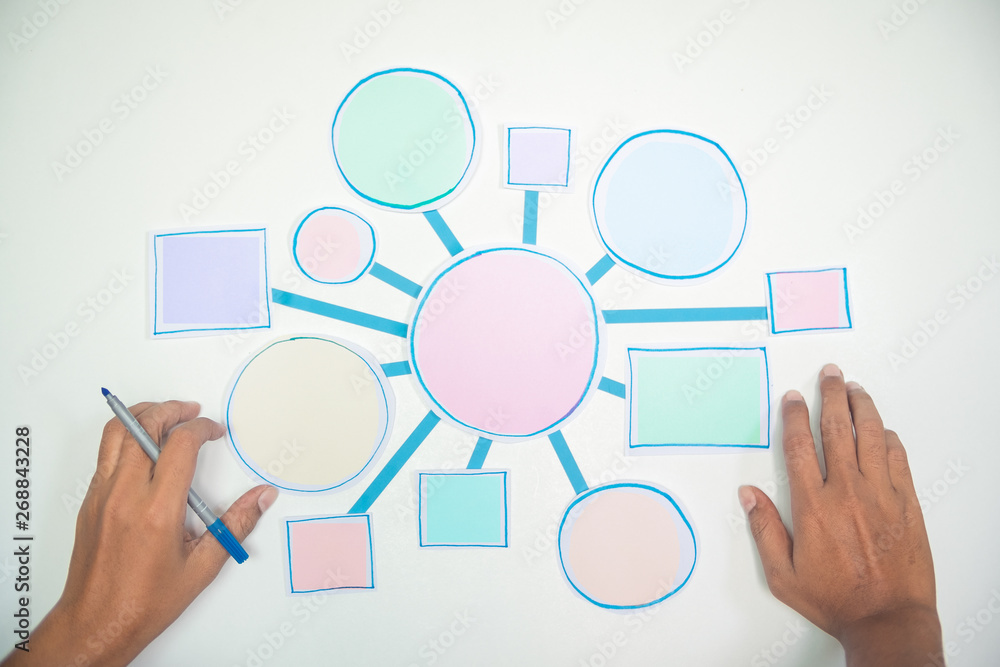 Business Process and workflow flowchart Strategy infographic diagram connection Design Planning Solution Concept Shapes Paper flat lay Business Process and workflow flowchart Strategy infographic diagram connection Design Planning Solution Concept Shapes Paper flat lay