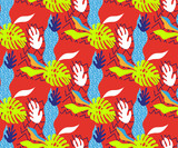 Vector Matisse inspired seamless pattern, colorful design, vector illustration