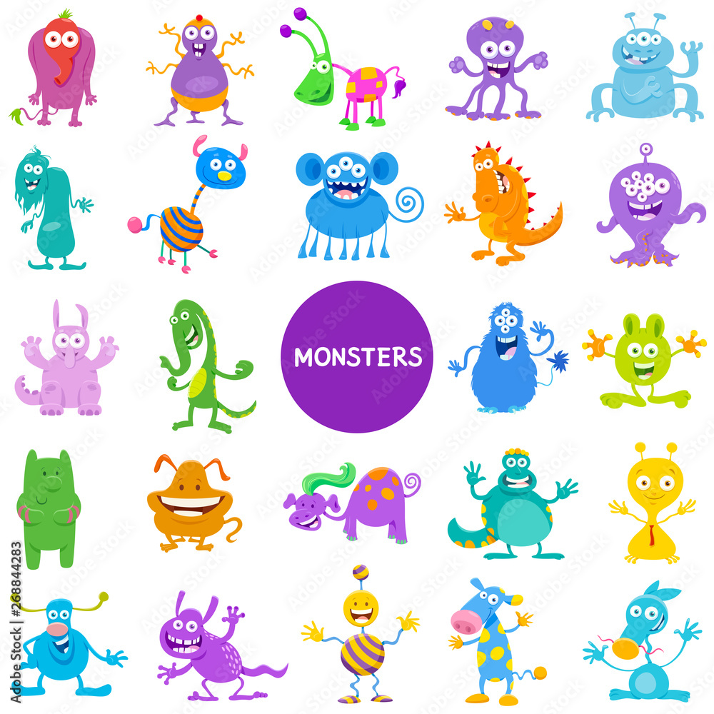Cartoon Monster and Alien Characters large set