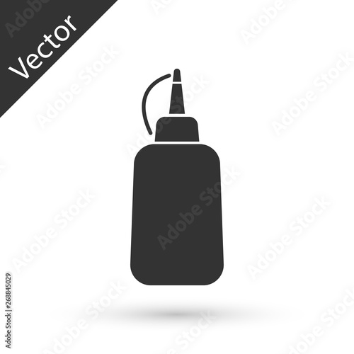 Grey Mustard bottle icon isolated on white background. Vector Illustration