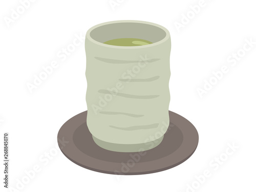 湯呑みに入った緑茶のイラスト