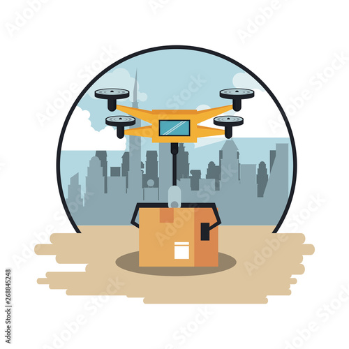 Drone flying with box