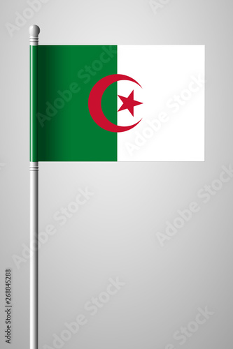 Flag of Algeria. National Flag on Flagpole. Isolated Illustration on Gray photo