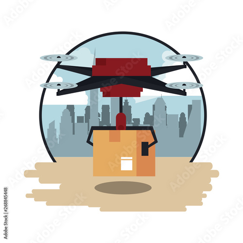 Drone flying with box