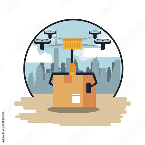 Drone flying with box