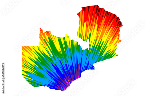 Zambia - map is designed rainbow abstract colorful pattern, Republic of Zambia map made of color explosion, photo