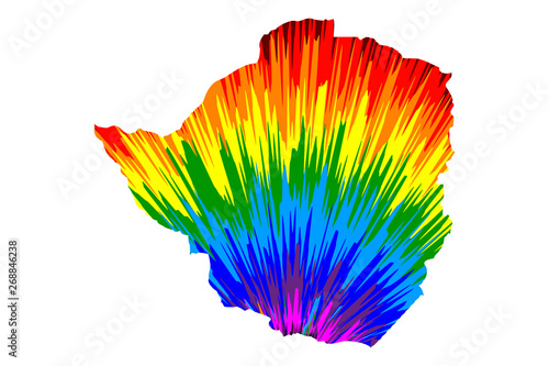 Zimbabwe - map is designed rainbow abstract colorful pattern  Republic of Zimbabwe map made of color explosion 